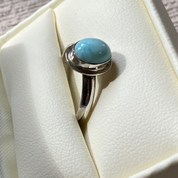 Blue Larimar Sterling Silver Ring - Size 6.5 - Picture 5 of 7